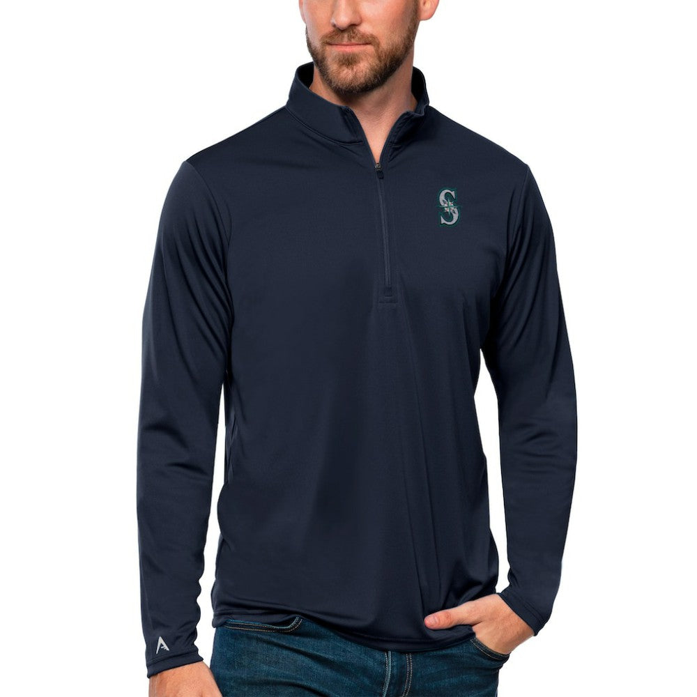 Seattle Mariners Antigua Tribute Quarter-Zip Pullover Top for sale