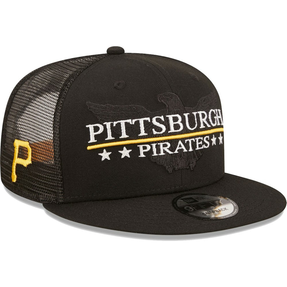 Pittsburgh Pirates New Era Patriot Trucker 9FIFTY Snapback Hat Discount