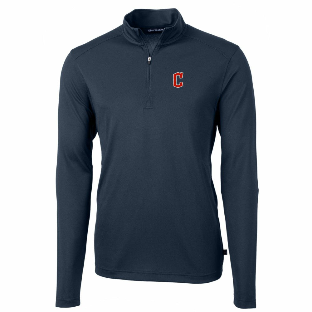 Cleveland Guardians Cutter & Buck Big & Tall Virtue Eco Pique Quarter-Zip Pullover Jacket for sale