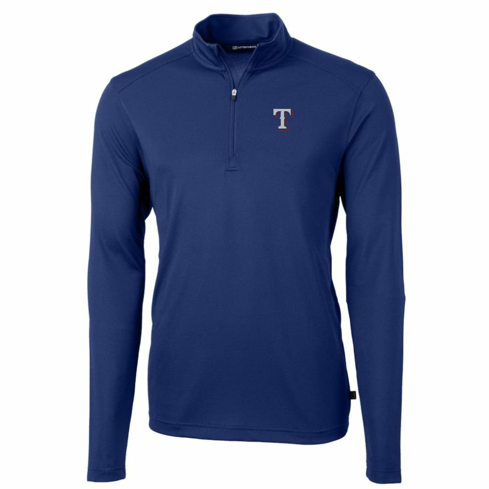 Texas Rangers Cutter & Buck Big & Tall Virtue Eco Pique Quarter-Zip Pullover Jacket Outlet