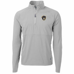 Milwaukee Brewers Cutter & Buck Adapt Eco Knit Hybrid Recycled Quarter-Zip Pullover Jacket Sale