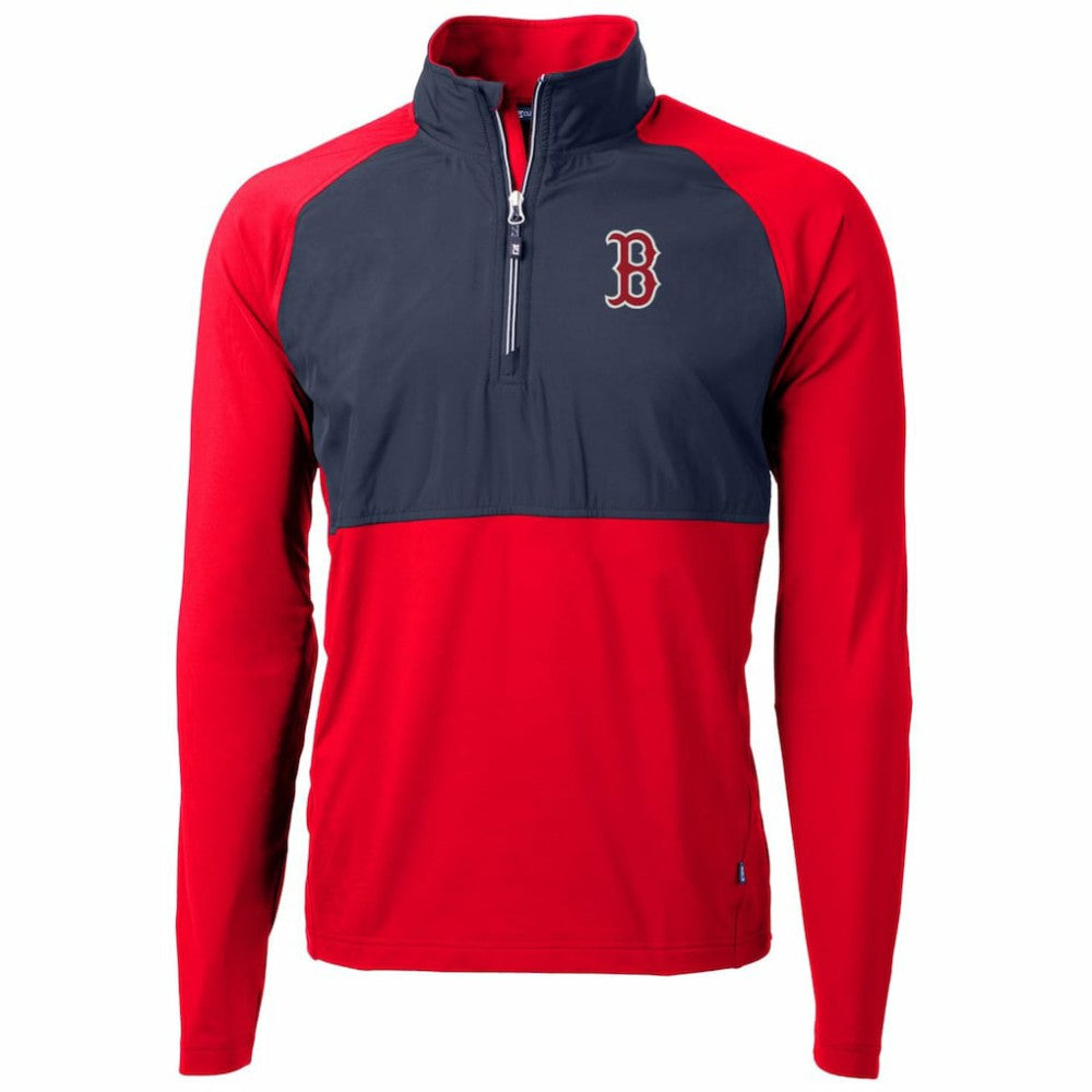 Boston Red Sox Cutter & Buck Adapt Eco Knit Hybrid Recycled Quarter-Zip Pullover Jacket Outlet