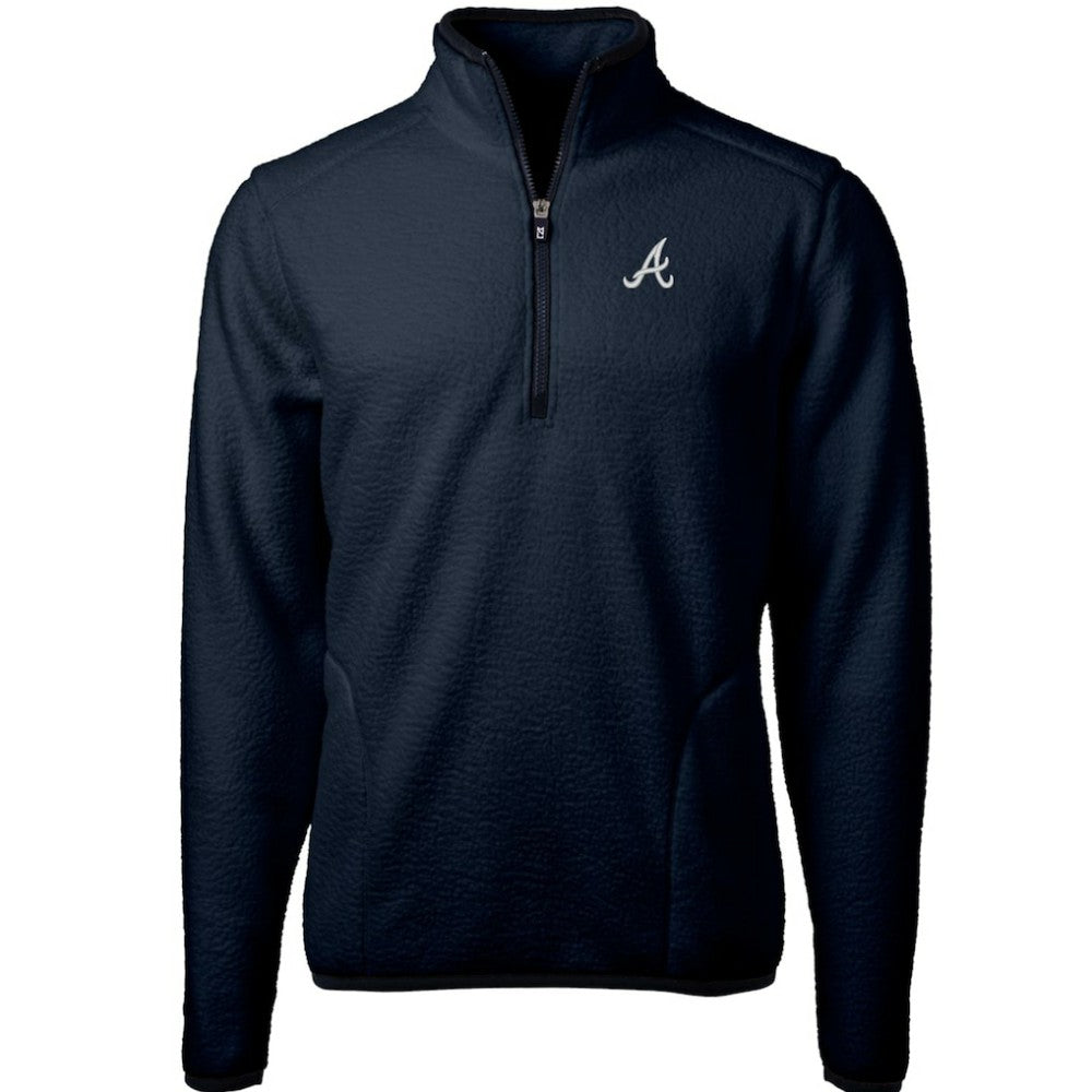 Atlanta Braves Cutter & Buck Cascade Eco Sherpa Fleece Quarter-Zip Pullover Jacket Sale