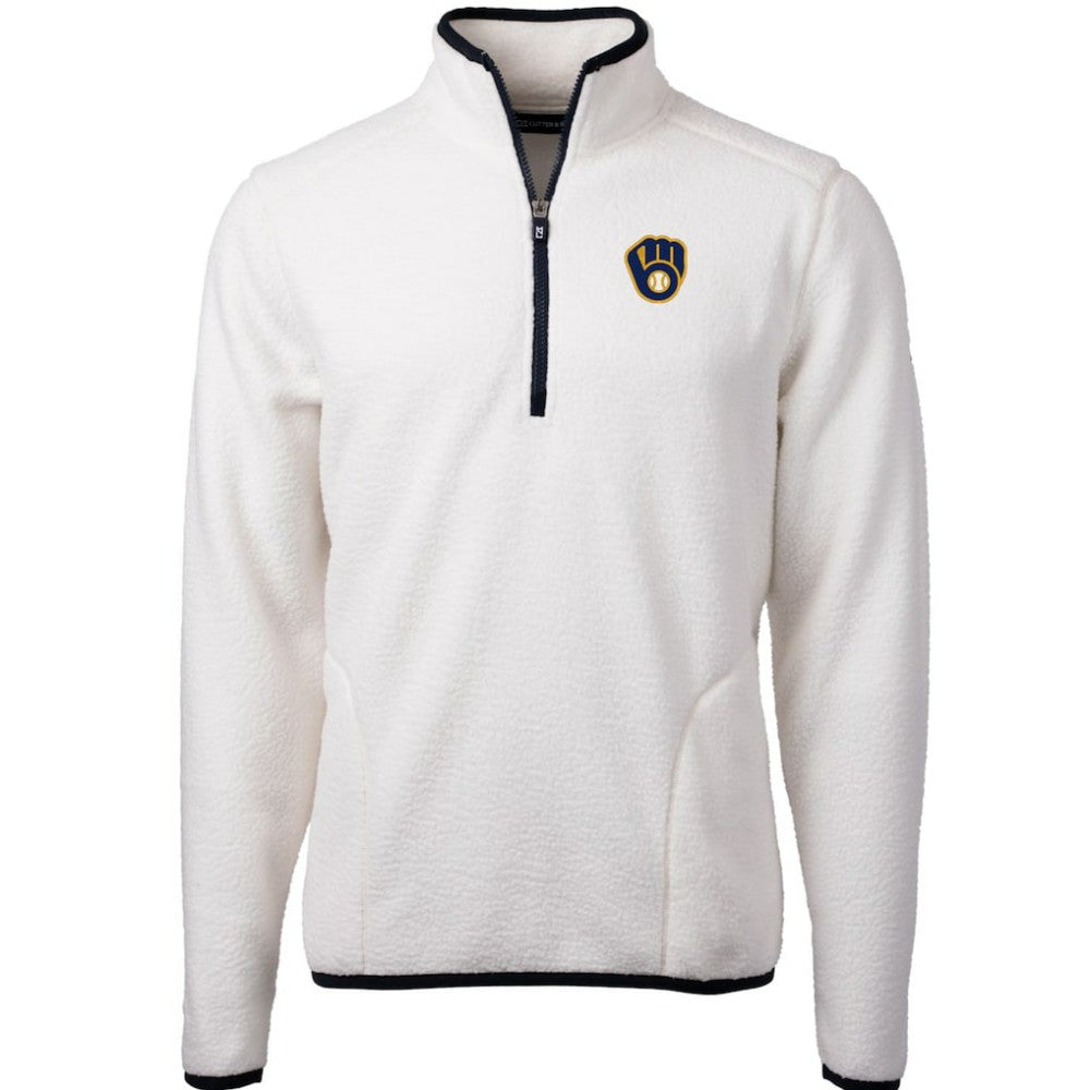 Milwaukee Brewers Cutter & Buck Cascade Eco Sherpa Fleece Quarter-Zip Pullover Jacket for sale