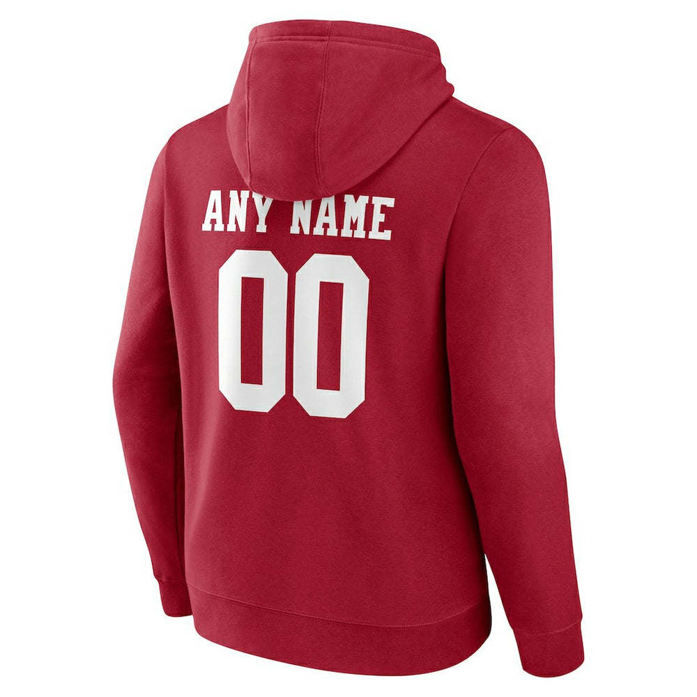 San Francisco 49ers Team Authentic Personalized Name & Number Pullover Hoodie - Scarlet - NFL