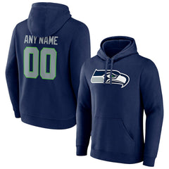 Seattle Seahawks Team Authentic Personalized Name & Number Pullover Hoodie - College Navy - NFL