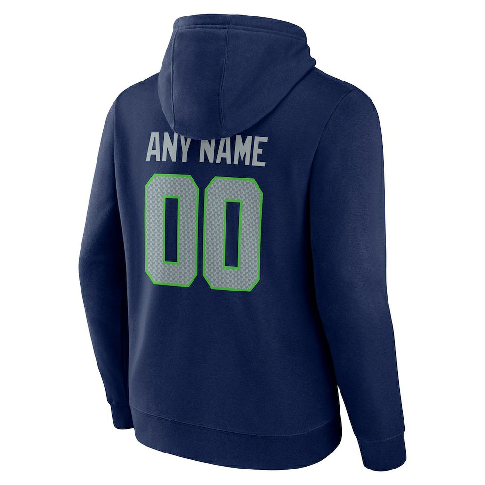 Seattle Seahawks Team Authentic Personalized Name & Number Pullover Hoodie - College Navy - NFL