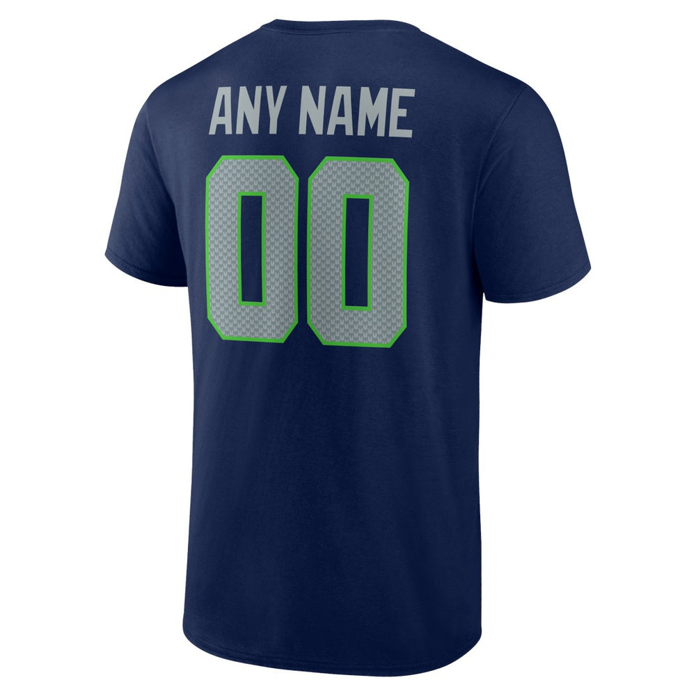 Seattle Seahawks Team Authentic Personalized Name & Number T-Shirt - College Navy - NFL
