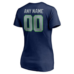 Seattle Seahawks Women's Team Authentic Personalized Name & Number V-Neck T-Shirt - College Navy - NFL