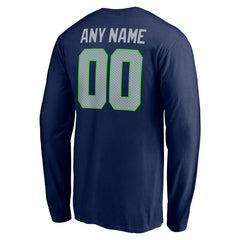 Seattle Seahawks Team Authentic Personalized Name & Number Long Sleeve T-Shirt - College Navy - NFL