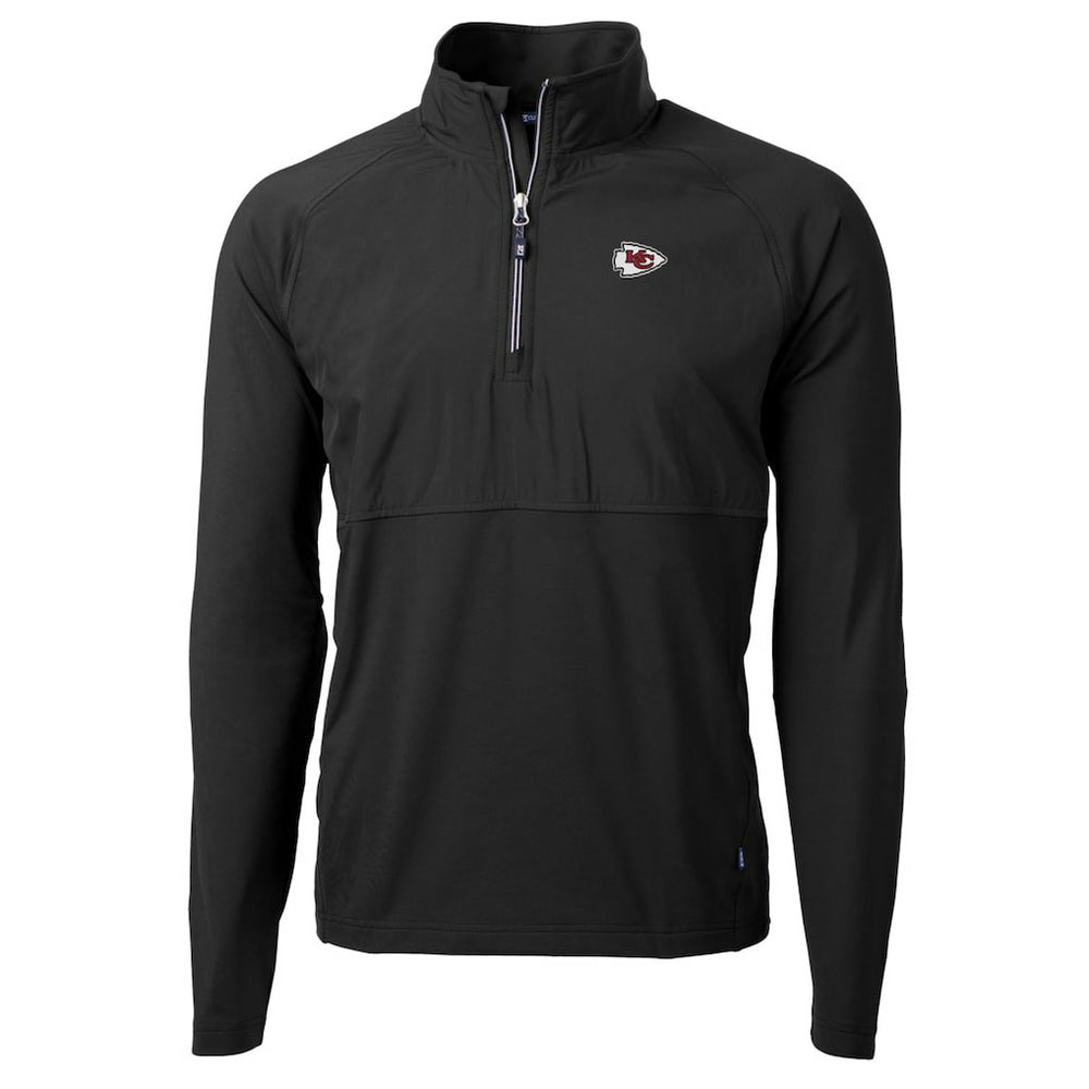 Kansas City Chiefs Cutter & Buck Adapt Eco Knit Hybrid Recycled Quarter-Zip Raglan Jacket - Black - NFL