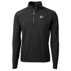 Kansas City Chiefs Cutter & Buck Adapt Eco Knit Hybrid Recycled Quarter-Zip Raglan Jacket - Black - NFL