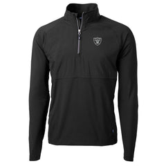 Las Vegas Raiders Cutter & Buck Adapt Eco Knit Hybrid Recycled Quarter-Zip Raglan Jacket - Black - NFL