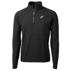 Philadelphia Eagles Cutter & Buck Adapt Eco Knit Hybrid Recycled Quarter-Zip Raglan Jacket - Black - NFL