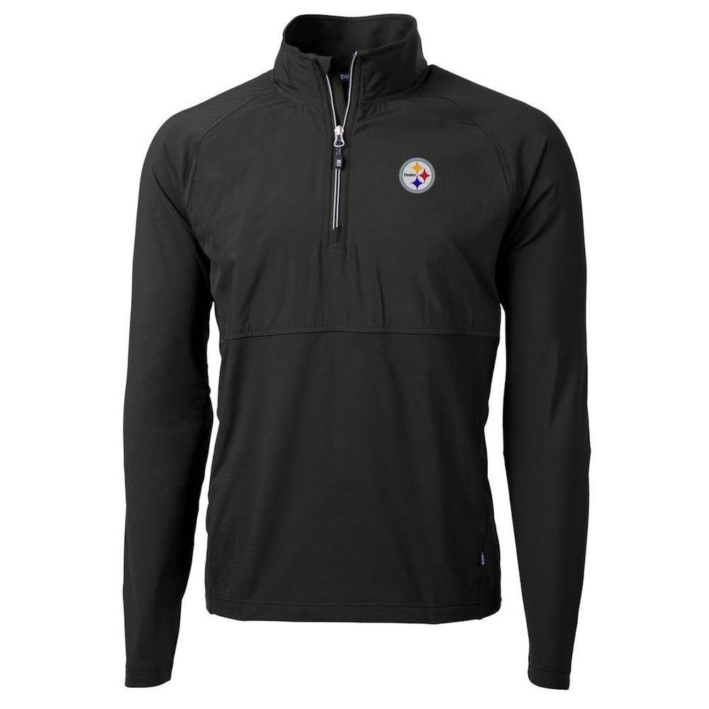 Pittsburgh Steelers Cutter & Buck Adapt Eco Knit Hybrid Recycled Quarter-Zip Raglan Jacket - Black - NFL