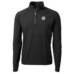 Pittsburgh Steelers Cutter & Buck Adapt Eco Knit Hybrid Recycled Quarter-Zip Raglan Jacket - Black - NFL