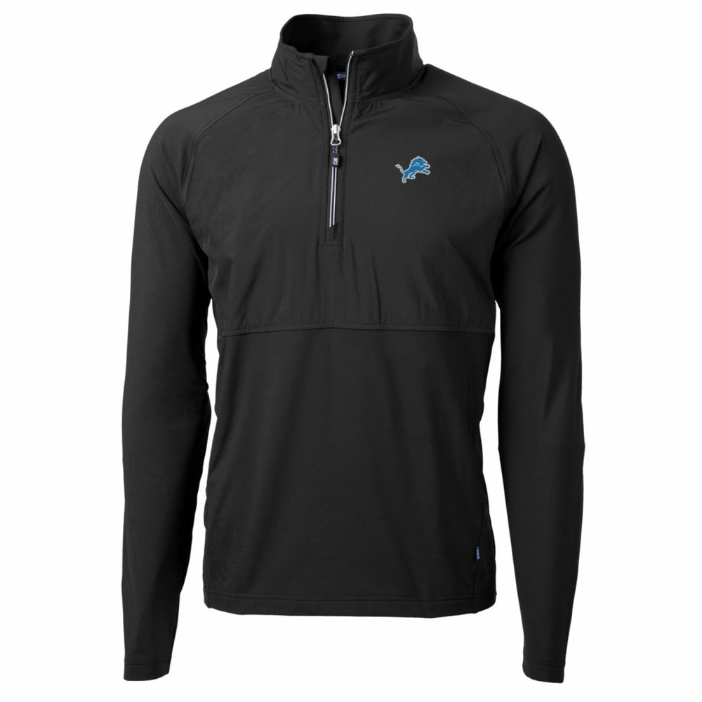 Detroit Lions Cutter & Buck Adapt Eco Knit Hybrid Recycled Quarter-Zip Raglan Jacket - Black - NFL