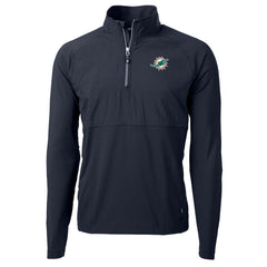 Miami Dolphins Cutter & Buck Adapt Eco Knit Hybrid Recycled Quarter-Zip Raglan Jacket - Navy - NFL