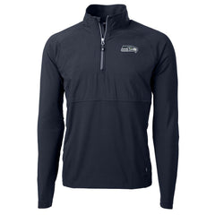 Seattle Seahawks Cutter & Buck Adapt Eco Knit Hybrid Recycled Quarter-Zip Raglan Jacket - Navy - NFL