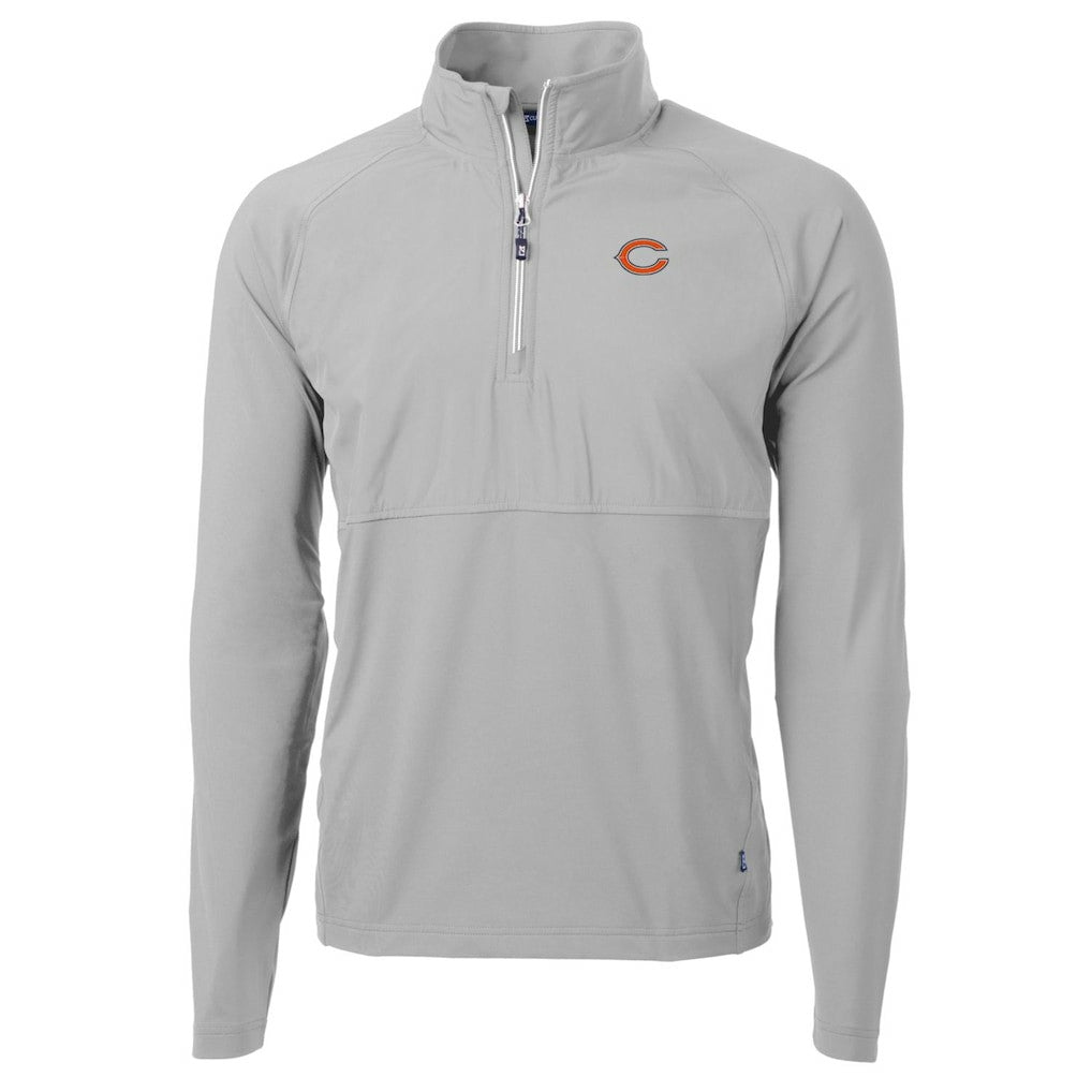 Chicago Bears Cutter & Buck Adapt Eco Knit Hybrid Recycled Quarter-Zip Raglan Jacket - Gray - NFL