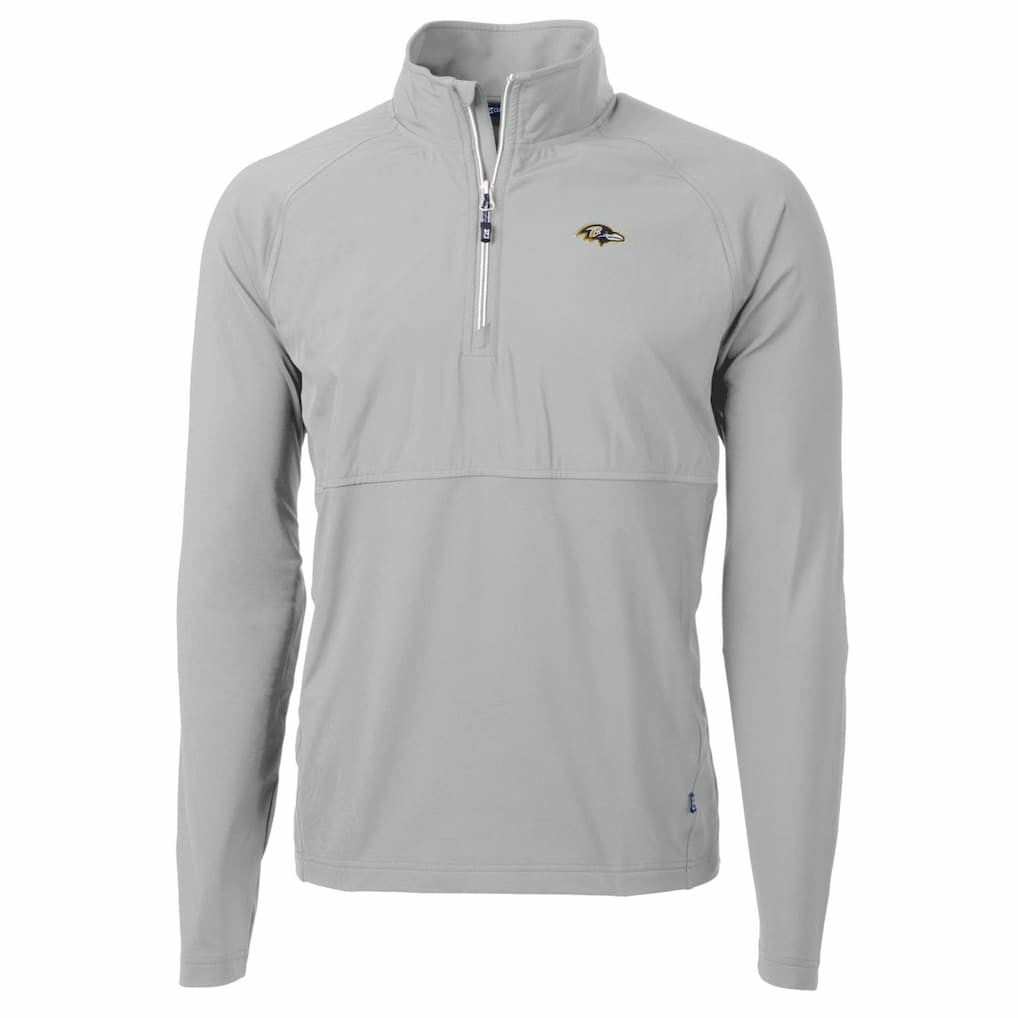 Baltimore Ravens Cutter & Buck Adapt Eco Knit Hybrid Recycled Quarter-Zip Raglan Jacket - Gray - NFL