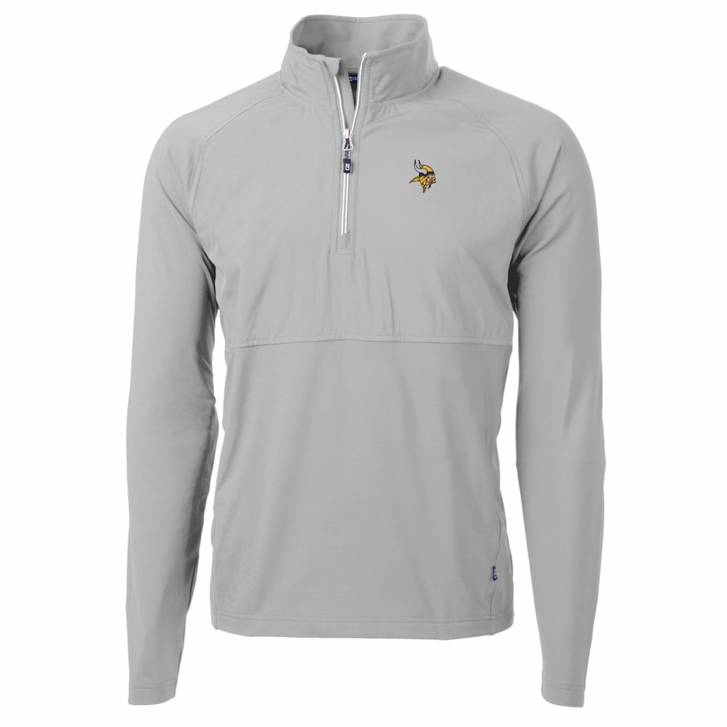 Minnesota Vikings Cutter & Buck Adapt Eco Knit Hybrid Recycled Quarter-Zip Raglan Jacket - Gray - NFL