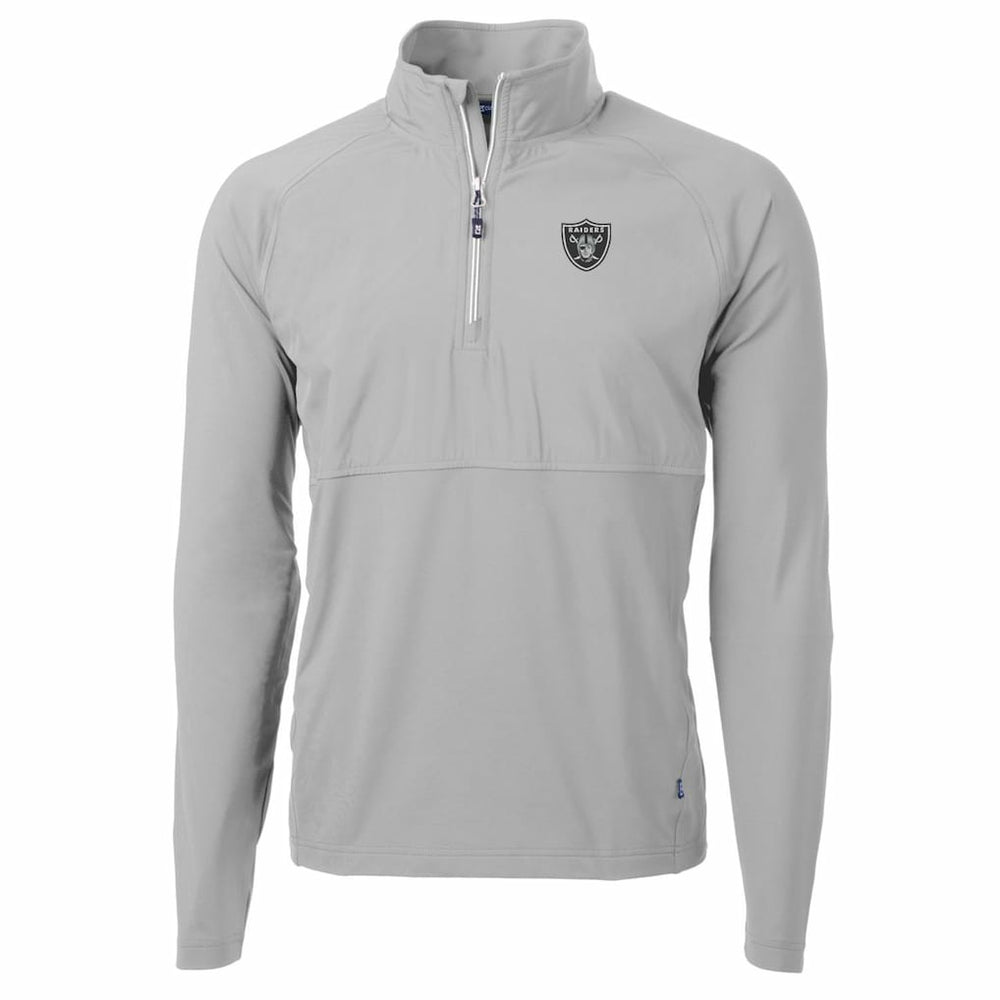 Las Vegas Raiders Cutter & Buck Adapt Eco Knit Hybrid Recycled Quarter-Zip Raglan Jacket - Gray - NFL