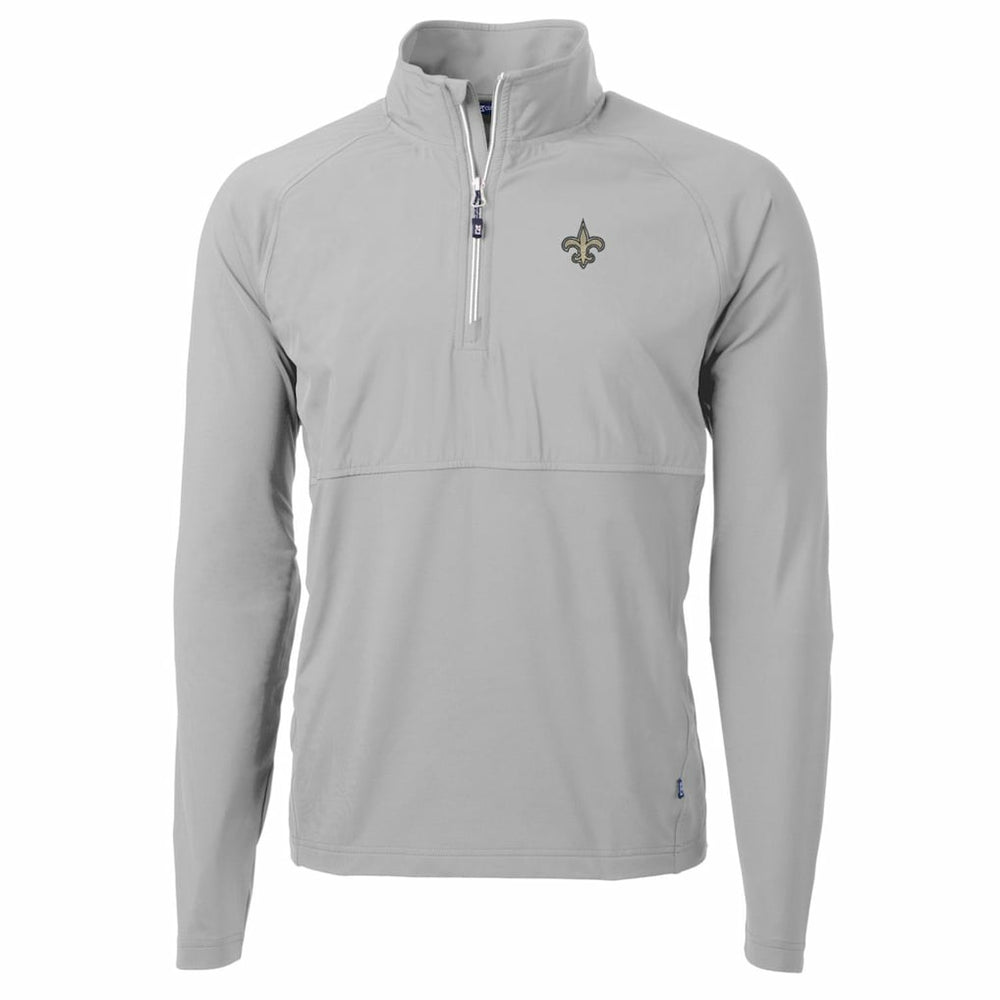 New Orleans Saints Cutter & Buck Adapt Eco Knit Hybrid Recycled Quarter-Zip Raglan Jacket - Gray - NFL