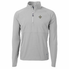 New Orleans Saints Cutter & Buck Adapt Eco Knit Hybrid Recycled Quarter-Zip Raglan Jacket - Gray - NFL