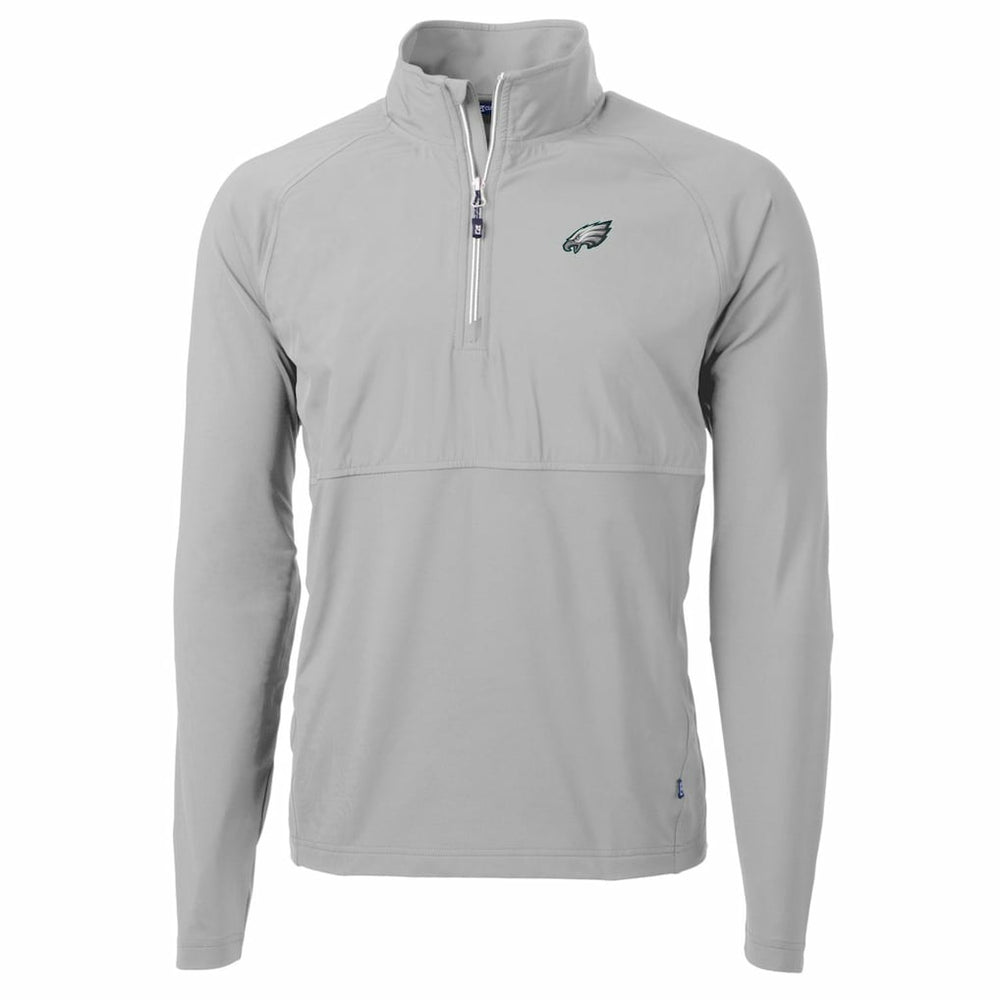 Philadelphia Eagles Cutter & Buck Adapt Eco Knit Hybrid Recycled Quarter-Zip Raglan Jacket - Gray - NFL