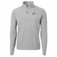 Philadelphia Eagles Cutter & Buck Adapt Eco Knit Hybrid Recycled Quarter-Zip Raglan Jacket - Gray - NFL