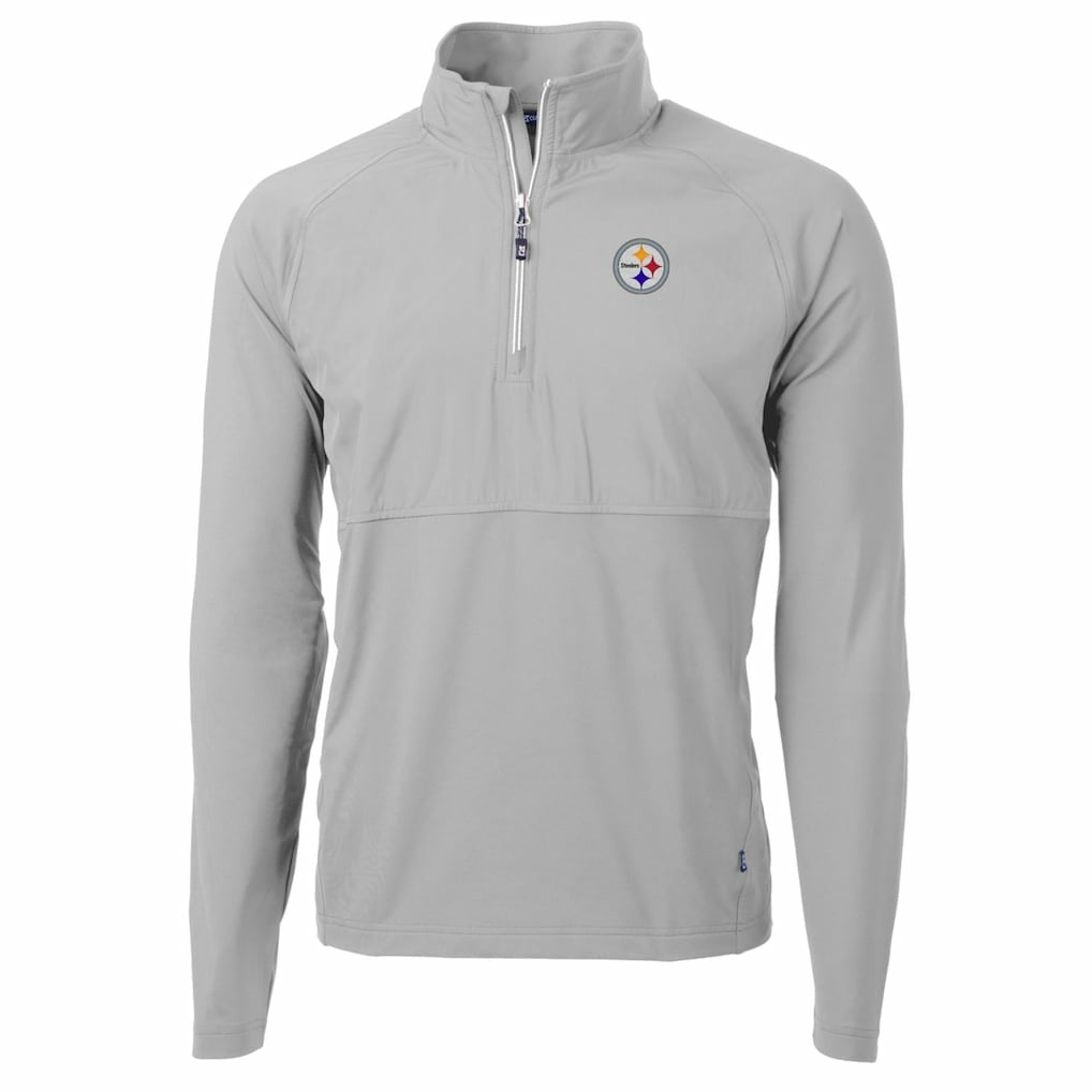 Pittsburgh Steelers Cutter & Buck Adapt Eco Knit Hybrid Recycled Quarter-Zip Raglan Jacket - Gray - NFL