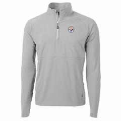 Pittsburgh Steelers Cutter & Buck Adapt Eco Knit Hybrid Recycled Quarter-Zip Raglan Jacket - Gray - NFL