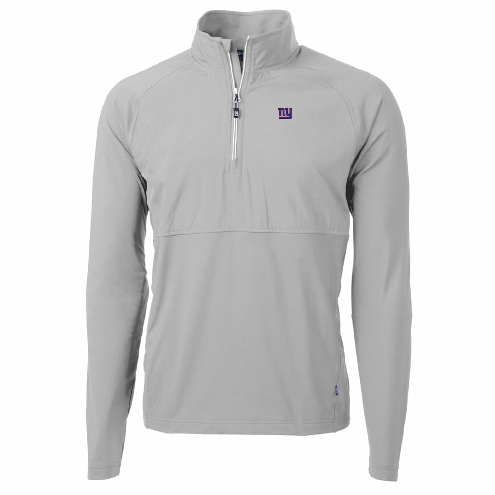 New York Giants Cutter & Buck Adapt Eco Knit Hybrid Recycled Quarter-Zip Raglan Jacket - Gray - NFL