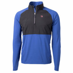 New York Giants Cutter & Buck Adapt Eco Knit Hybrid Recycled Quarter-Zip Raglan Jacket - Black/Royal - NFL