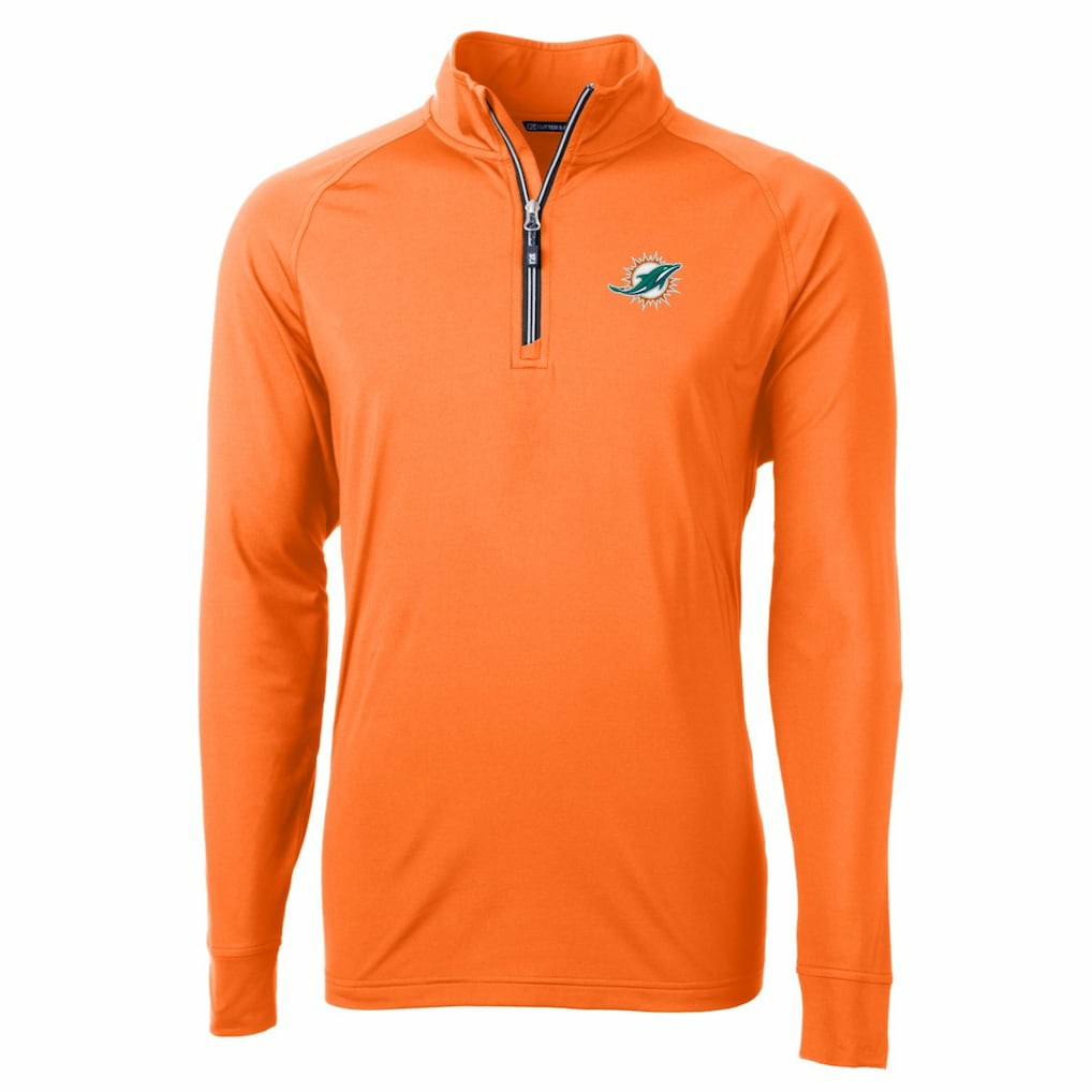 Miami Dolphins Cutter & Buck Adapt Eco Knit Stretch Recycled Quarter-Zip Jacket - Orange - NFL