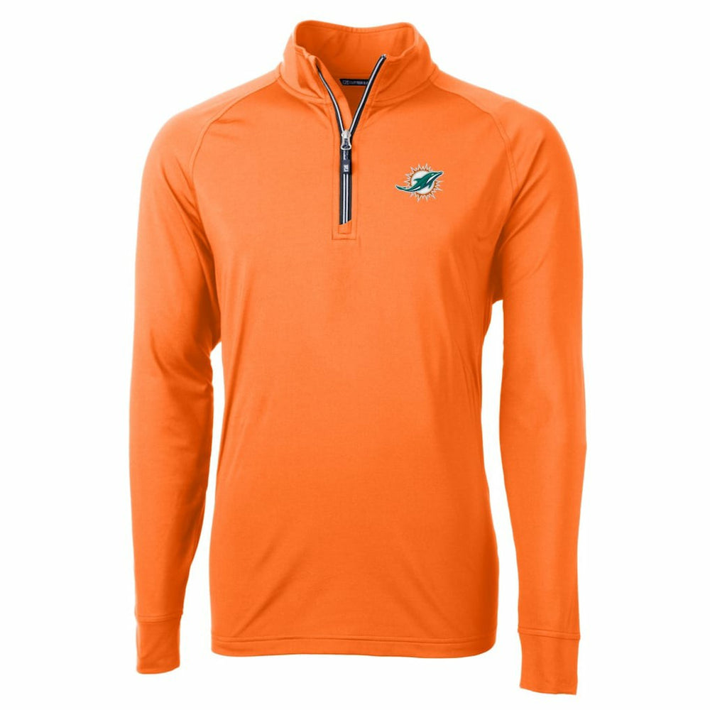 Miami Dolphins Cutter & Buck Adapt Eco Knit Stretch Recycled Quarter-Zip Jacket - Orange - NFL