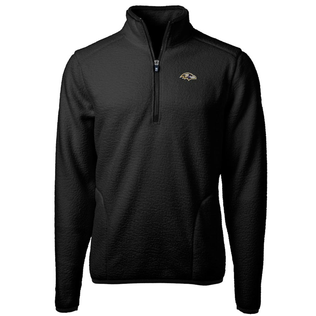 Baltimore Ravens Cutter & Buck Cascade Eco Sherpa Fleece Quarter-Zip Pullover Jacket - Black - NFL