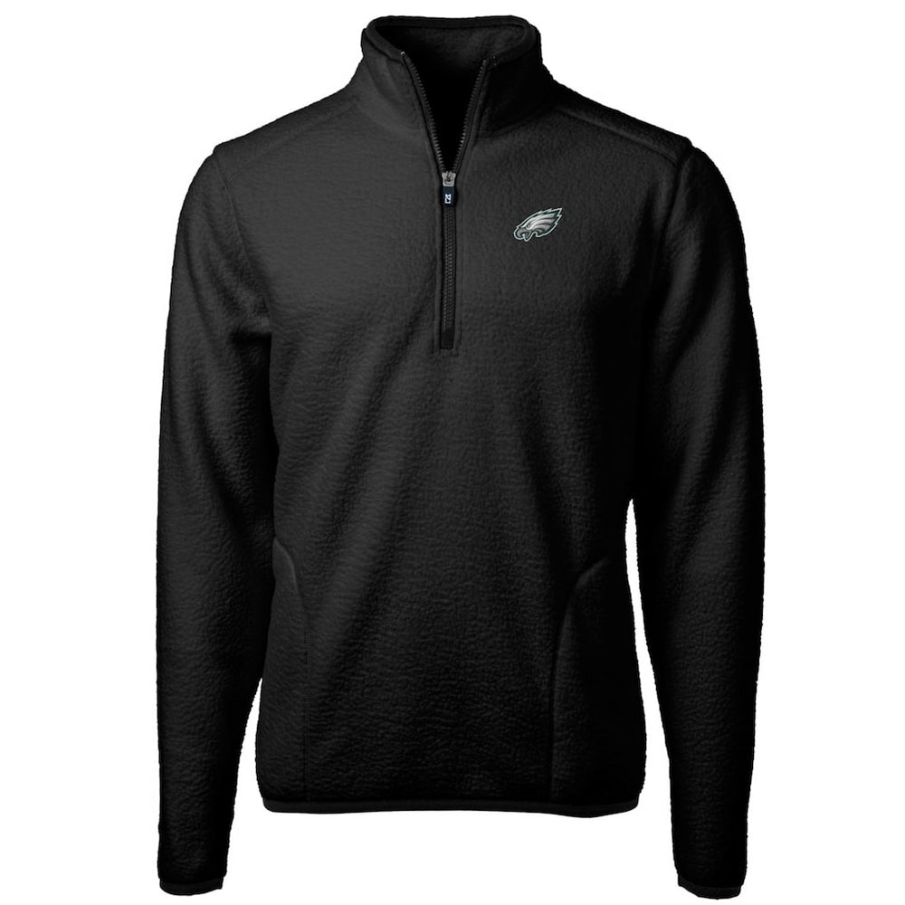 Philadelphia Eagles Cutter & Buck Cascade Eco Sherpa Fleece Quarter-Zip Pullover Jacket - Black - NFL