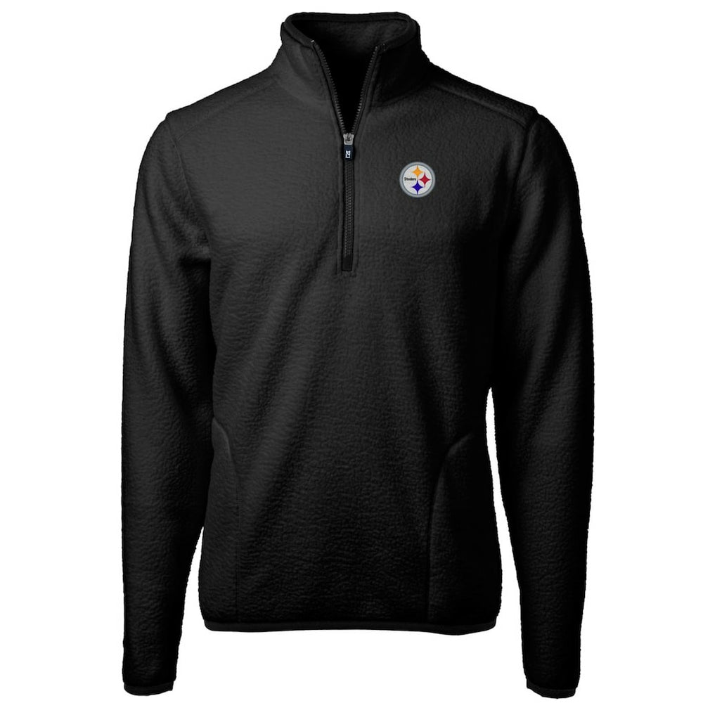 Pittsburgh Steelers Cutter & Buck Cascade Eco Sherpa Fleece Quarter-Zip Pullover Jacket - Black - NFL