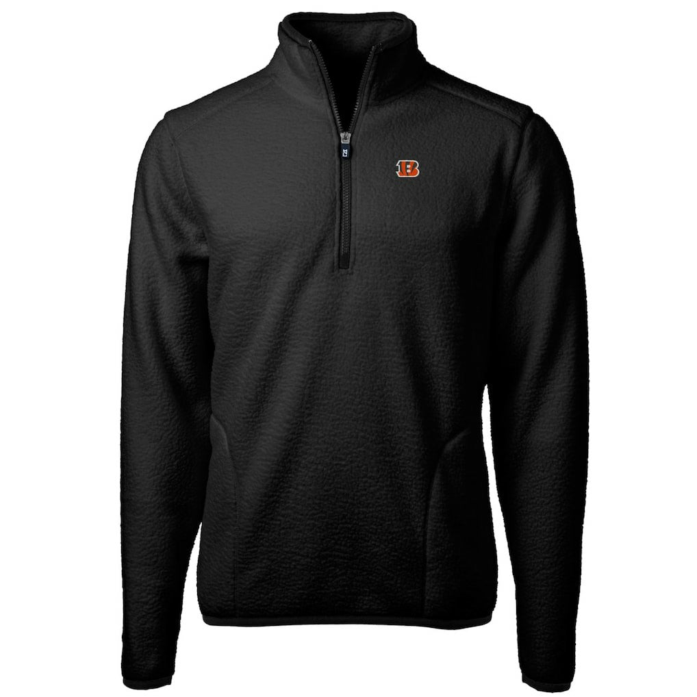 Cincinnati Bengals Cutter & Buck Cascade Eco Sherpa Fleece Quarter-Zip Pullover Jacket - Black - NFL