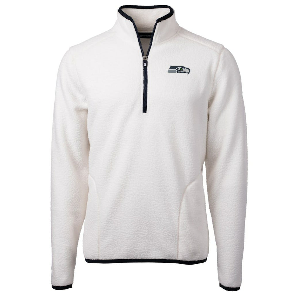 Seattle Seahawks Cutter & Buck Cascade Eco Sherpa Fleece Quarter-Zip Pullover Jacket - White - NFL