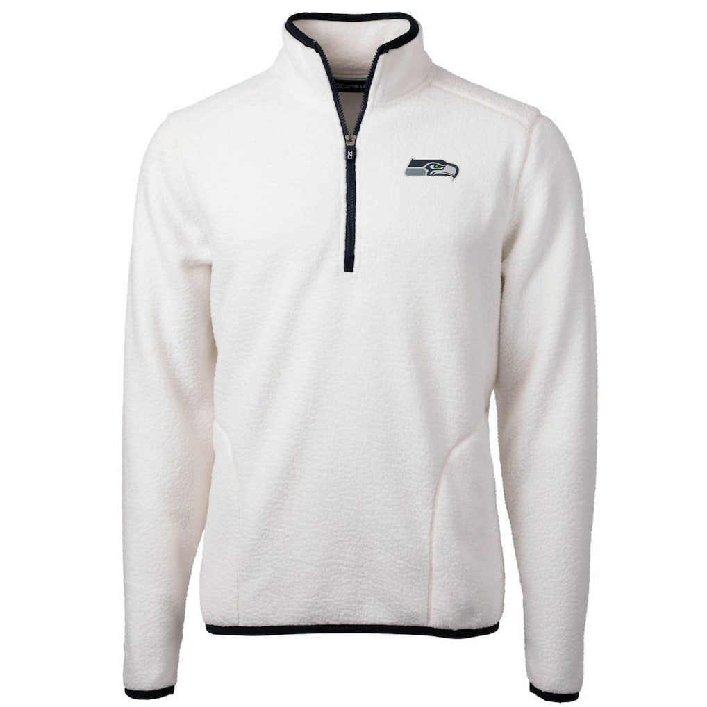 Seattle Seahawks Cutter & Buck Cascade Eco Sherpa Fleece Quarter-Zip Pullover Jacket - White - NFL