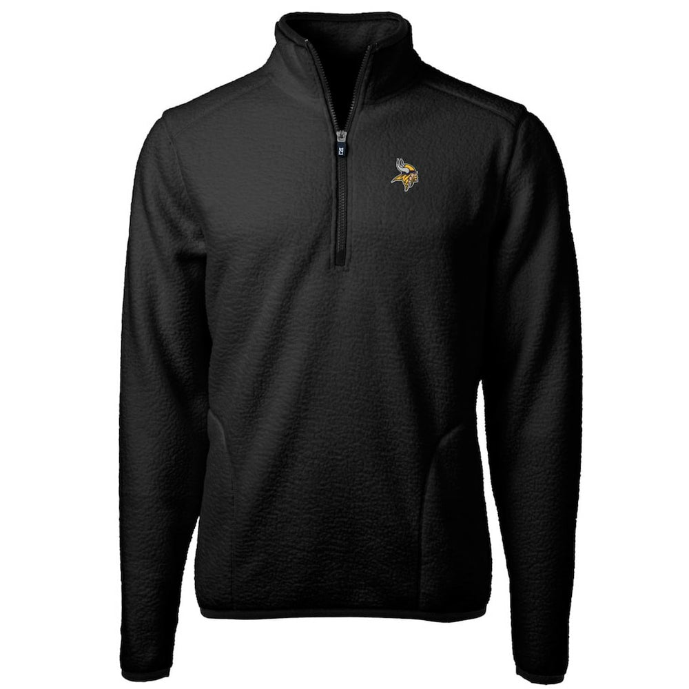 Minnesota Vikings Cutter & Buck Big & Tall Cascade Eco Sherpa Fleece Quarter-Zip Pullover Jacket - Black - NFL