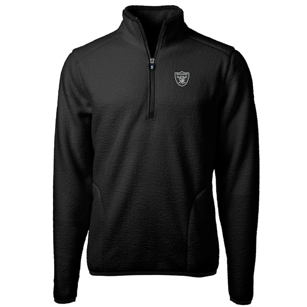 Las Vegas Raiders Cutter & Buck Big & Tall Cascade Eco Sherpa Fleece Quarter-Zip Pullover Jacket - Black - NFL