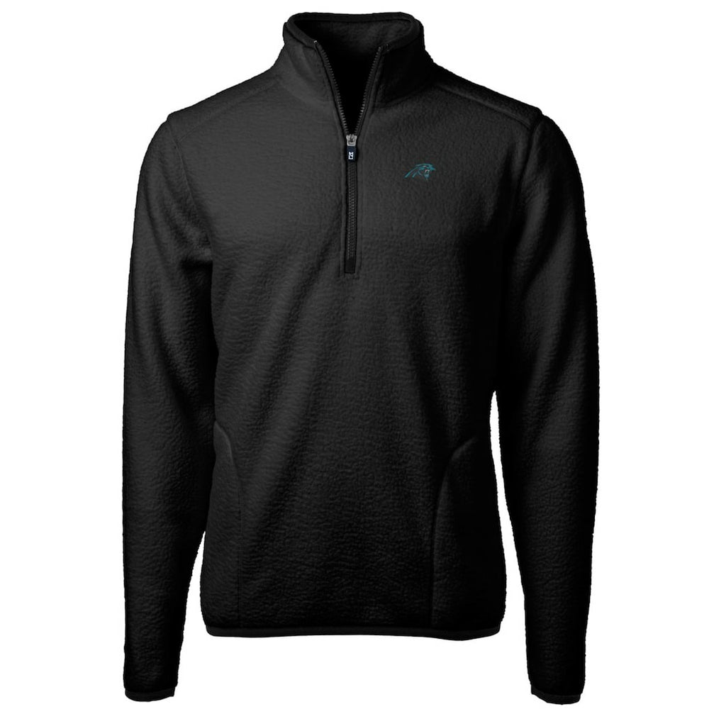 Carolina Panthers Cutter & Buck Big & Tall Cascade Eco Sherpa Fleece Quarter-Zip Pullover Jacket - Black - NFL