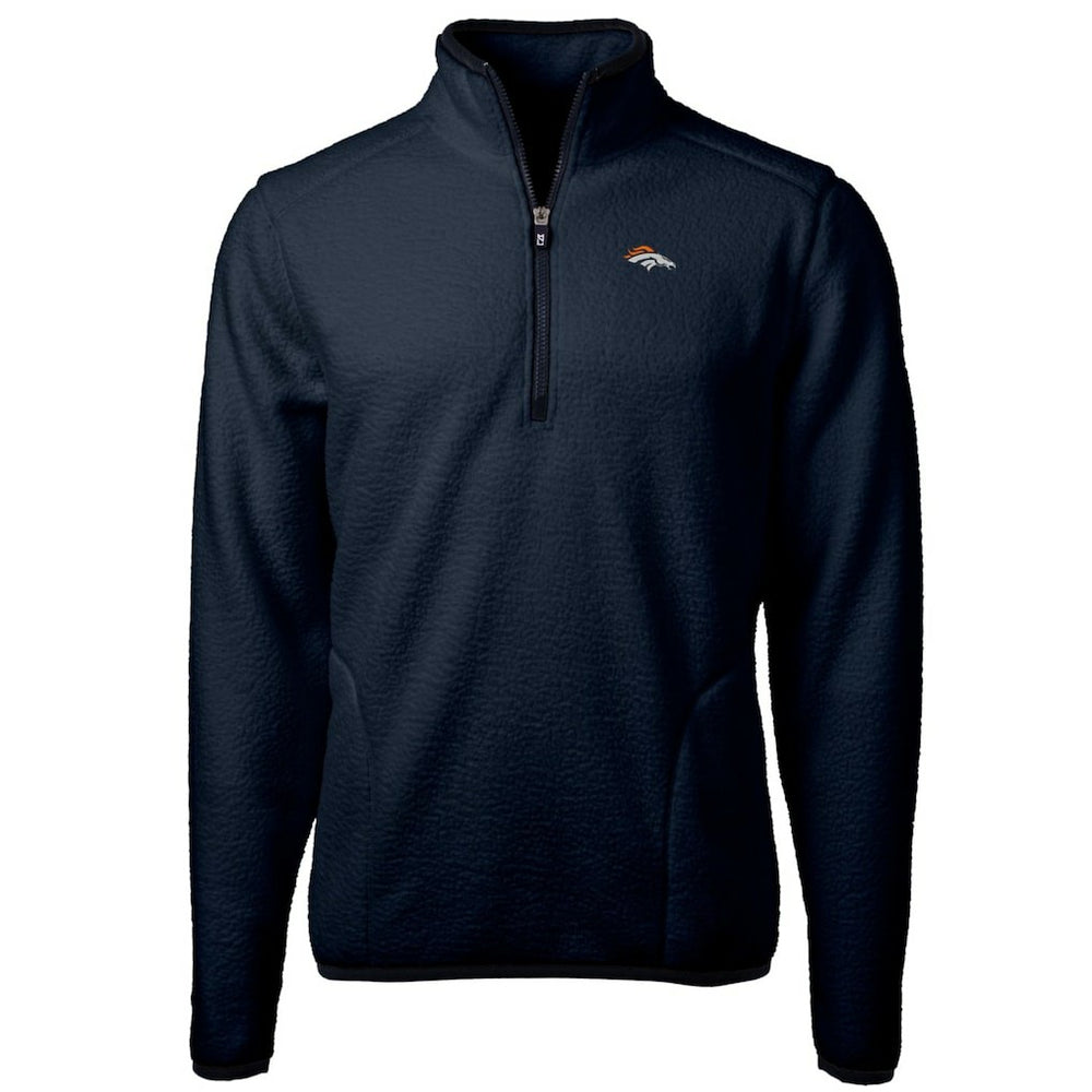 Denver Broncos Cutter & Buck Big & Tall Cascade Eco Sherpa Fleece Quarter-Zip Pullover Jacket - Navy - NFL