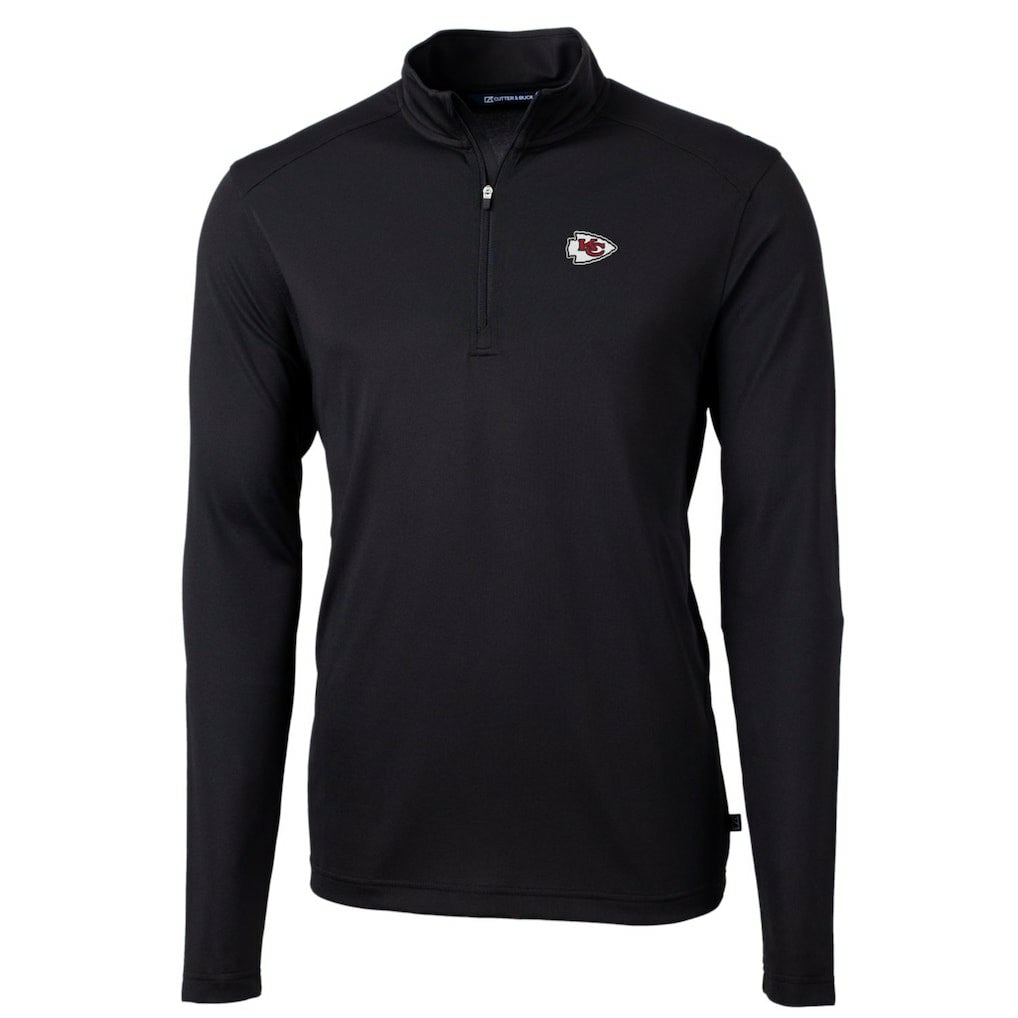 Kansas City Chiefs Cutter & Buck Big & Tall Virtue Eco Pique Quarter-Zip Pullover Jacket - Black - NFL
