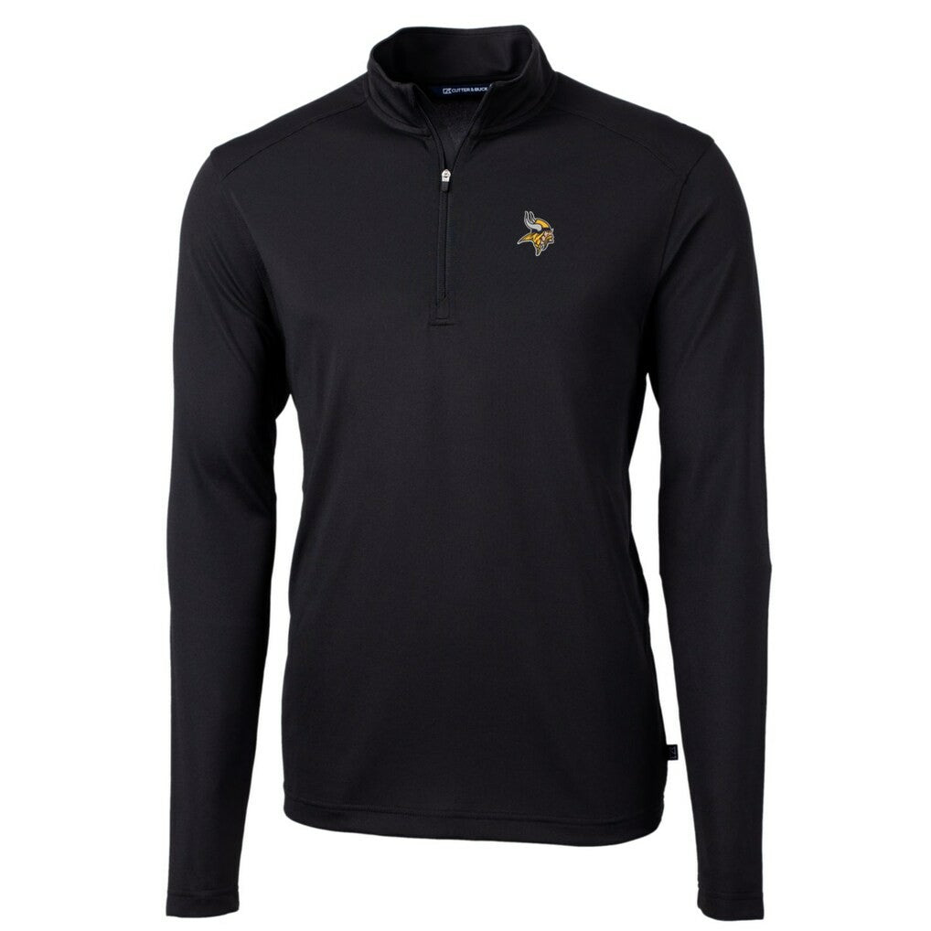 Minnesota Vikings Cutter & Buck Big & Tall Virtue Eco Pique Quarter-Zip Pullover Jacket - Black - NFL