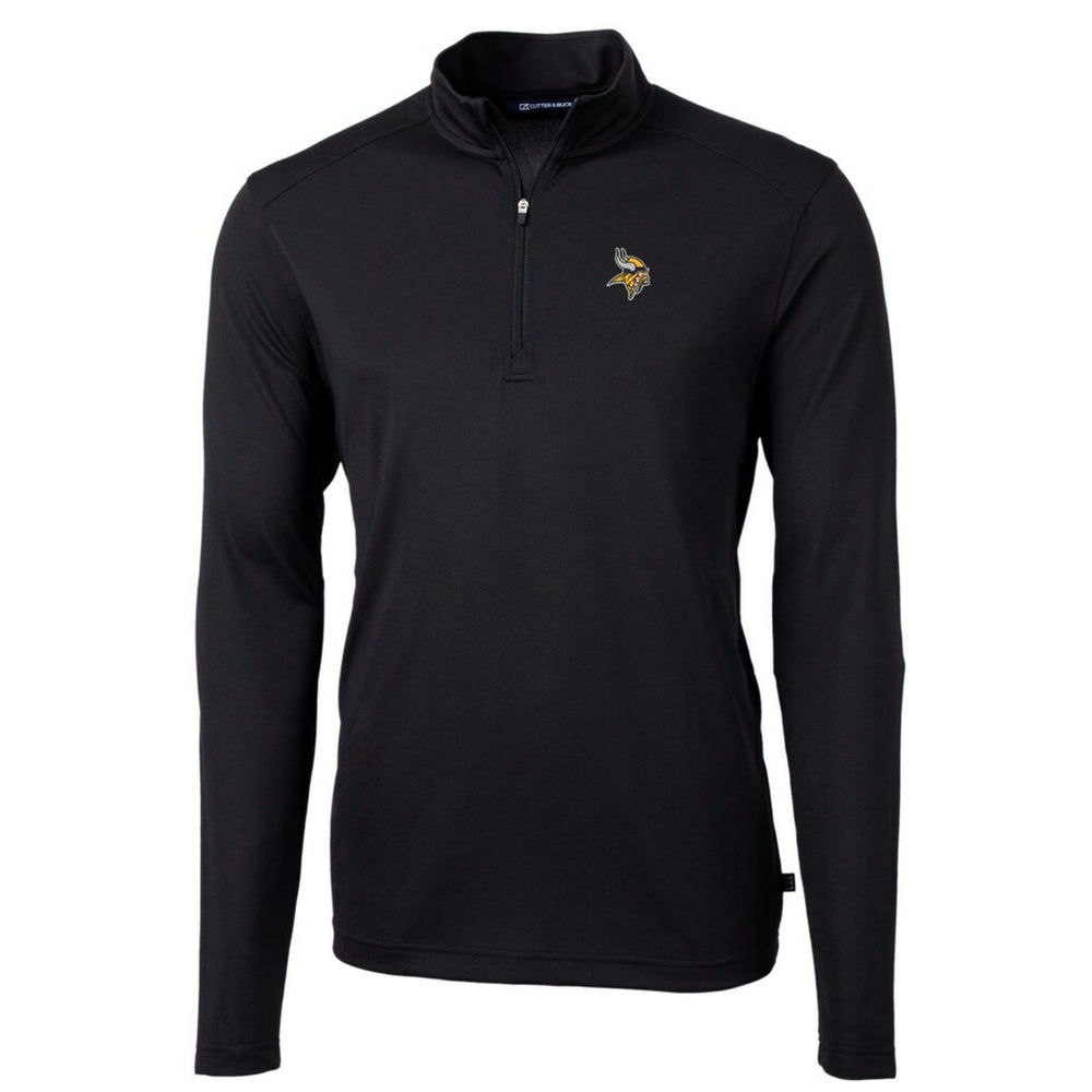 Minnesota Vikings Cutter & Buck Big & Tall Virtue Eco Pique Quarter-Zip Pullover Jacket - Black - NFL